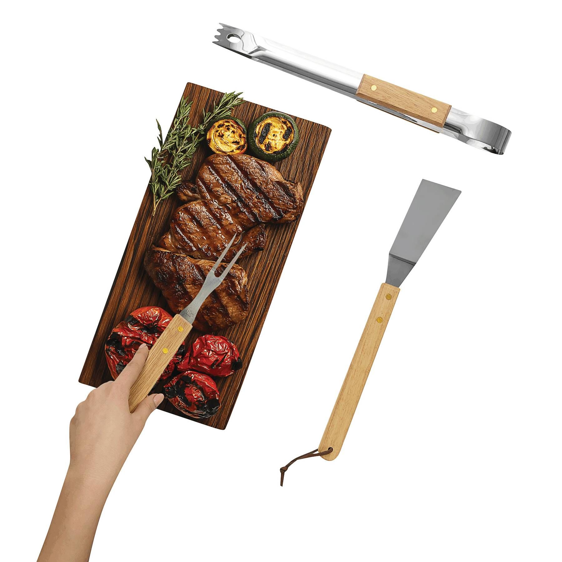 Grillbesteck NATURE BBQ - braun - silber-30