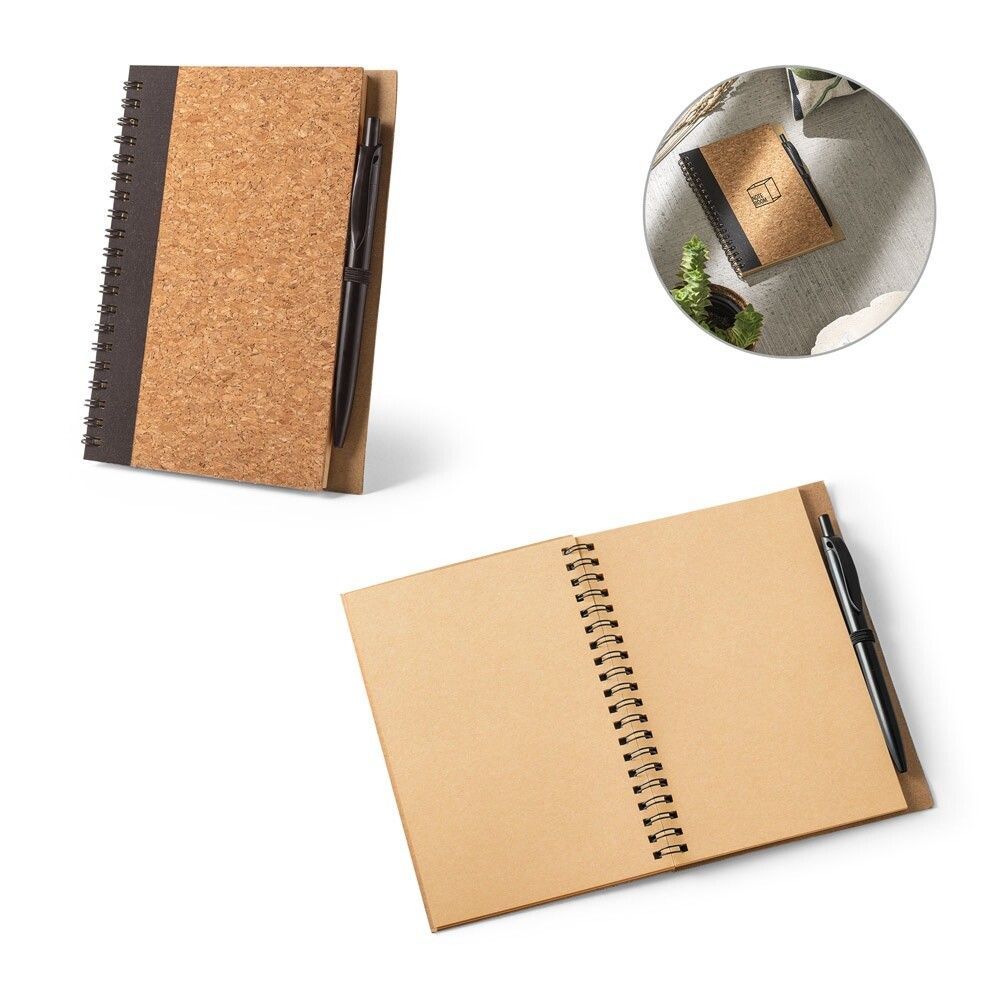 VICENTE B6-Notizbuch aus Kork und recyceltem Polyester (rPET) - schwarz-802