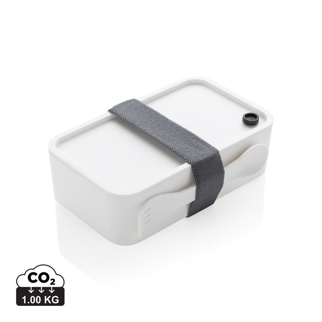 PP Lunchbox mit Göffel - weiß-957