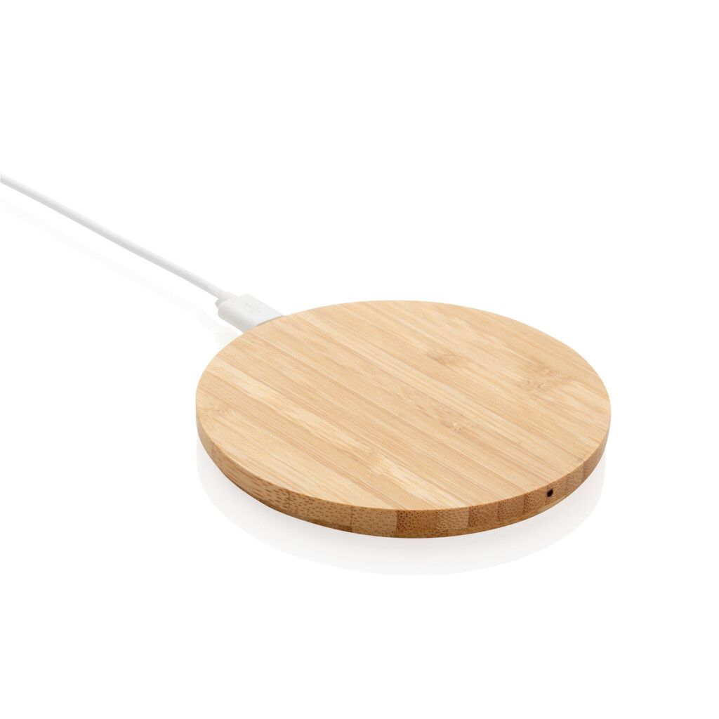 Rundes kabelloses 5W-Ladegerät aus Bambus - braun-398