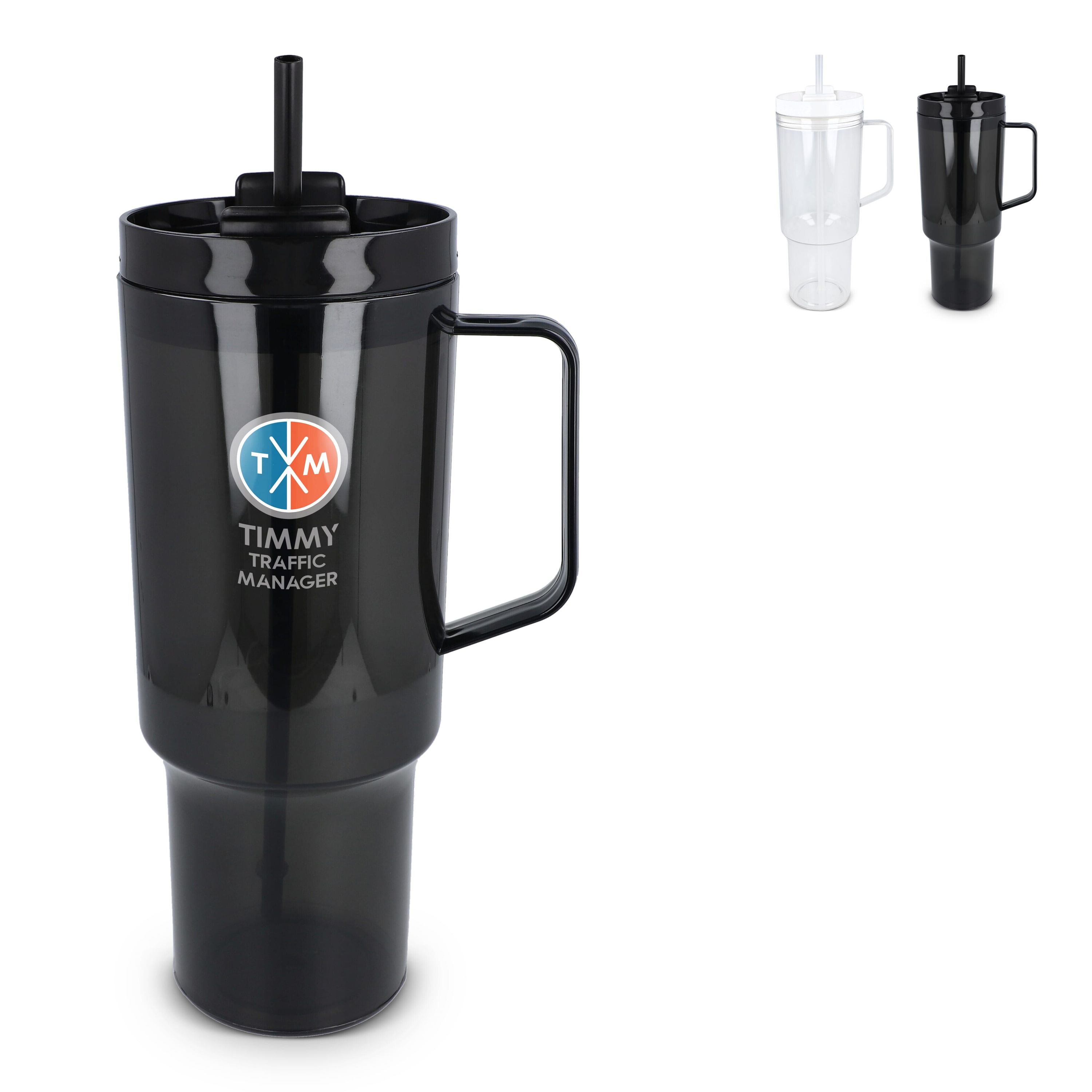 Miami Becher mit Henkel transparent 1,2 l R-PET - transparent  -  schwarz-859