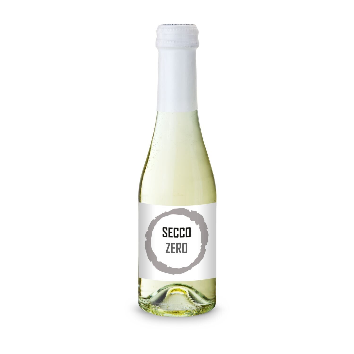 Secco ZERO - Schäumendes Getränk aus alkoholfreiem Wein - Flasche klar, 0,2 l - Kapselfarbe Weiß-268
