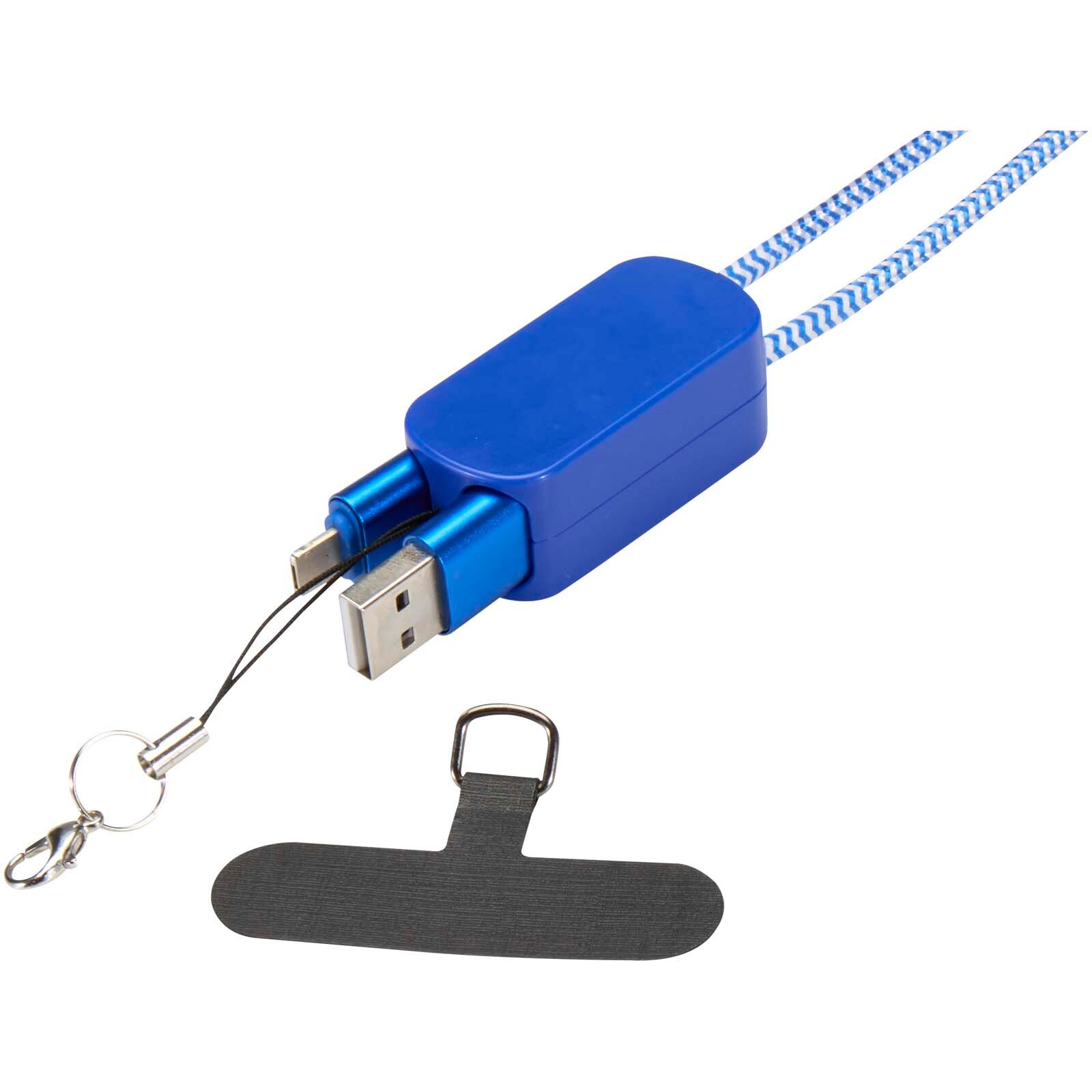 Anser Smartphone Lanyard aus recyceltem Kunststoff mit 27 W 5-in-1 integriertem Kabel - royalblau-592