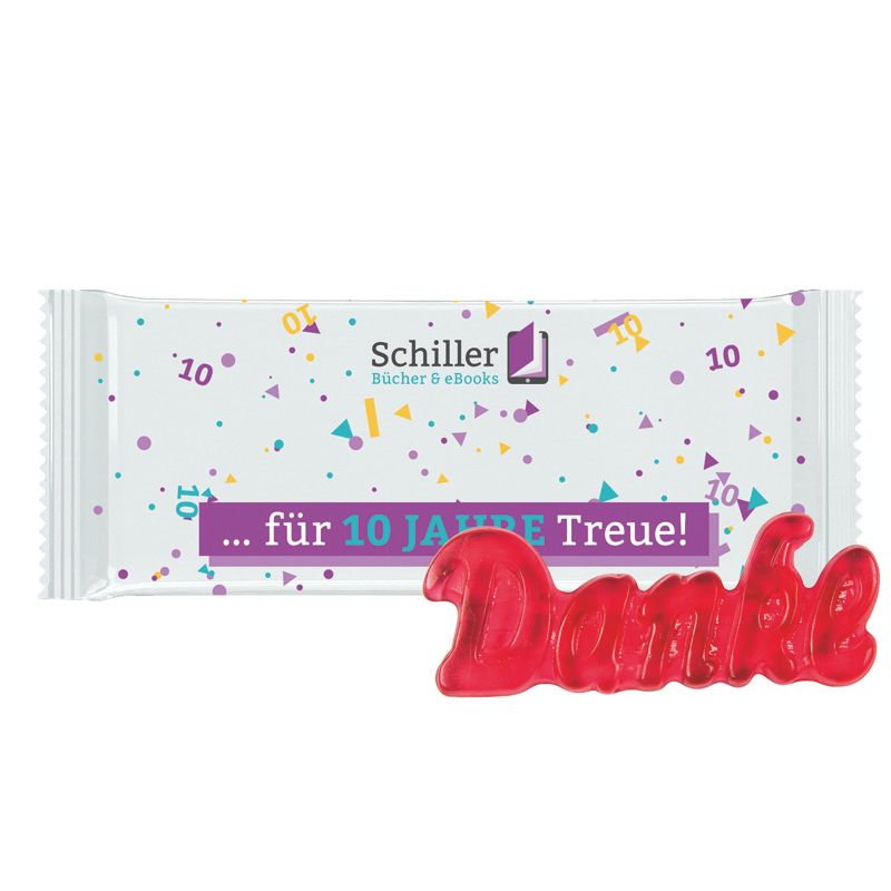Trolli Fruchtgummi "Danke", Folie weiß-725