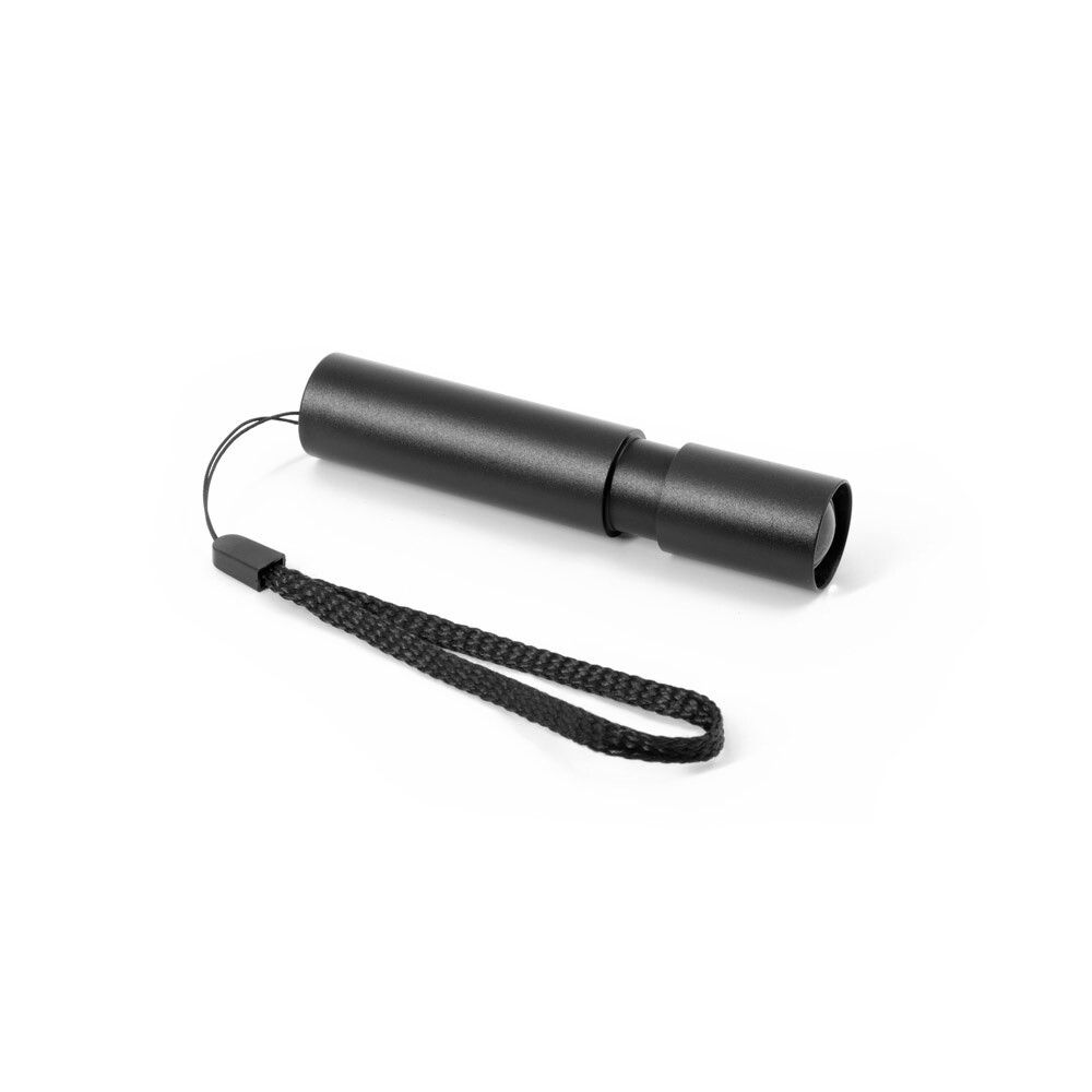 BRUCE Wiederaufladbare Taschenlampe aus recyceltem Aluminium (100 % rAL) mit 30 mm ausziehbarer Spitze - schwarz-938
