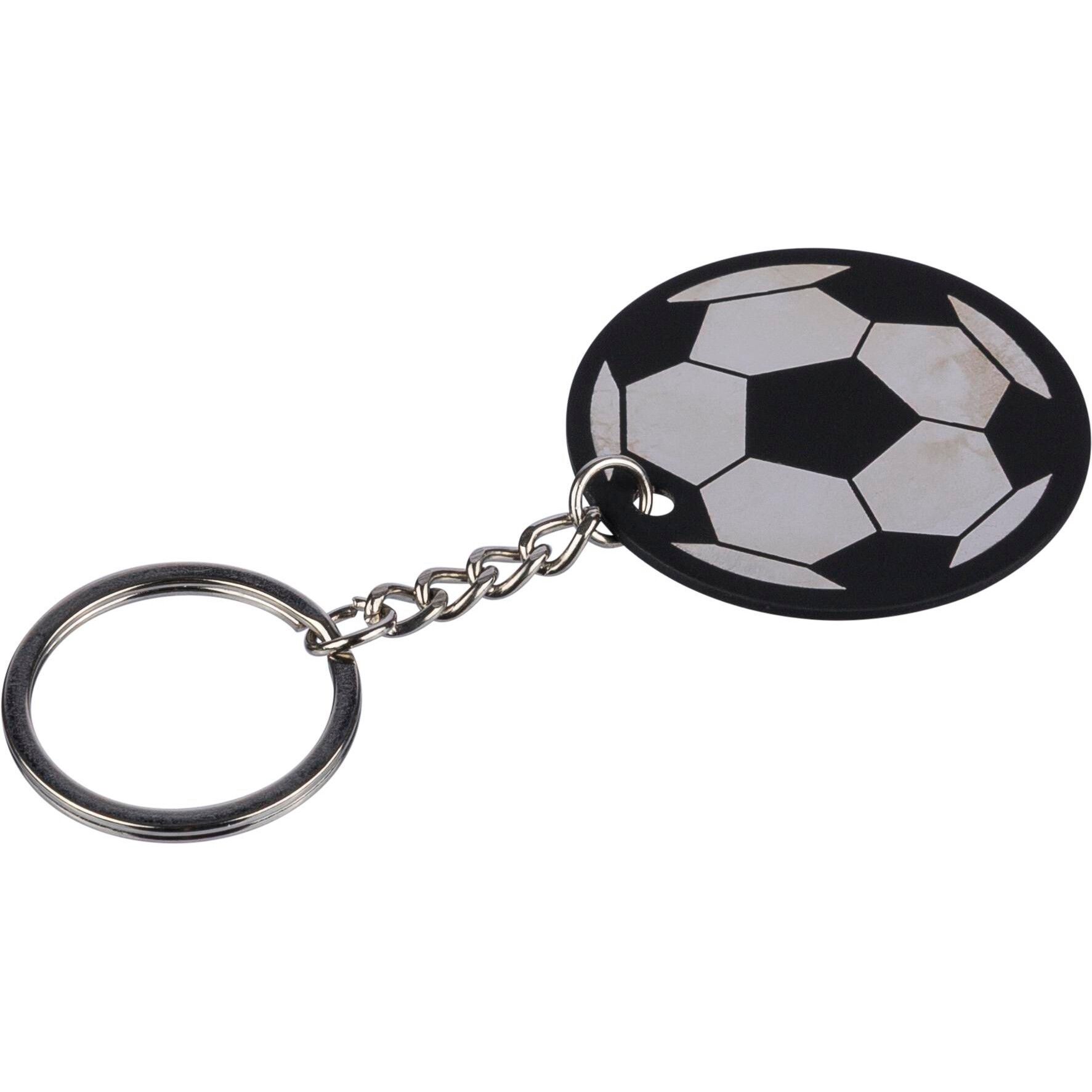 Schlüsselanhänger in Form eines Fußballs aus recyceltem Edelstahl von Ciro - schwarz-659