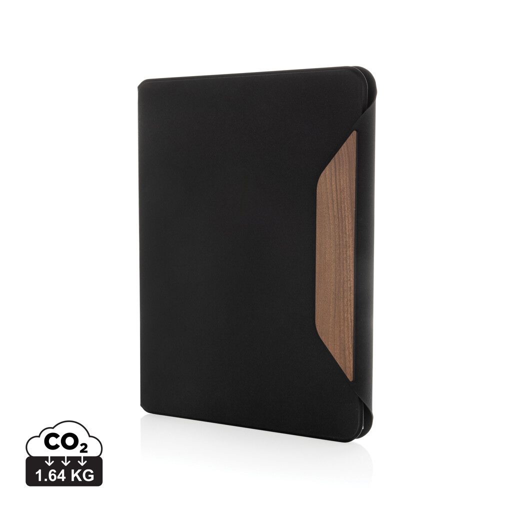 Teri AWARE™ A4 Portfolio aus RPET und Walnuss - schwarz-241