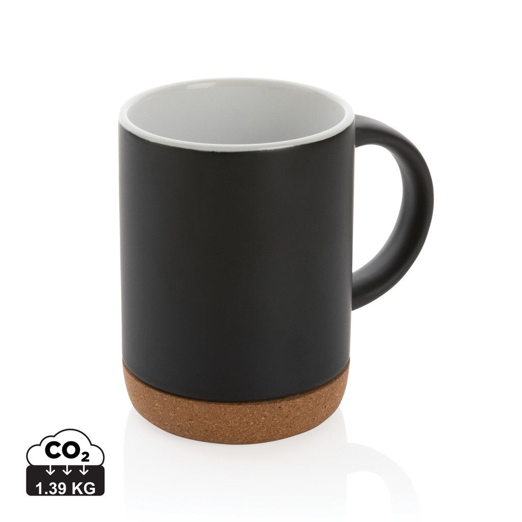 Keramikbecher mit Korkboden, 280ml - schwarz-409