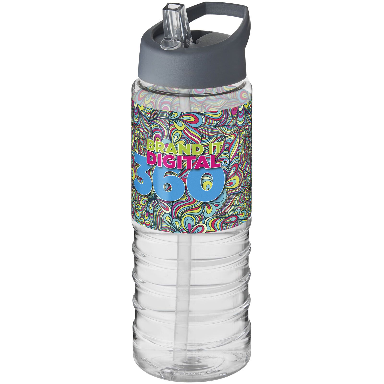 H2O Active Treble 750 ml Sportflasche mit Ausgussdeckel - transparent -  storm grey-503