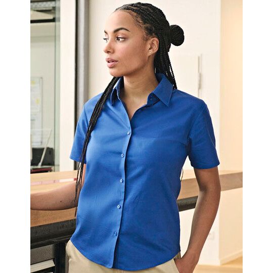 Ladies' Short Sleeve Tailored Oxford Shirt - bright royal-780