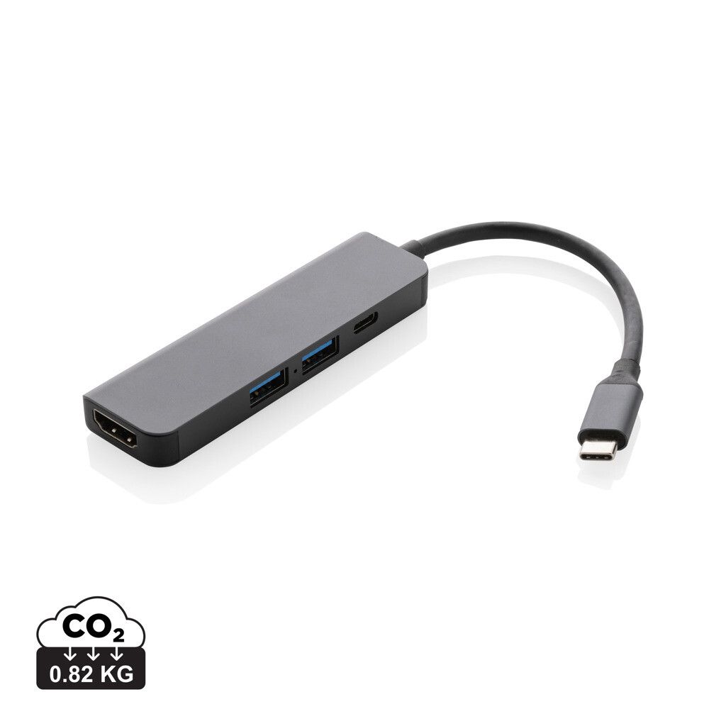 Terra Hub aus RCS recyceltem Aluminium mit HDMI-Input - grau-956