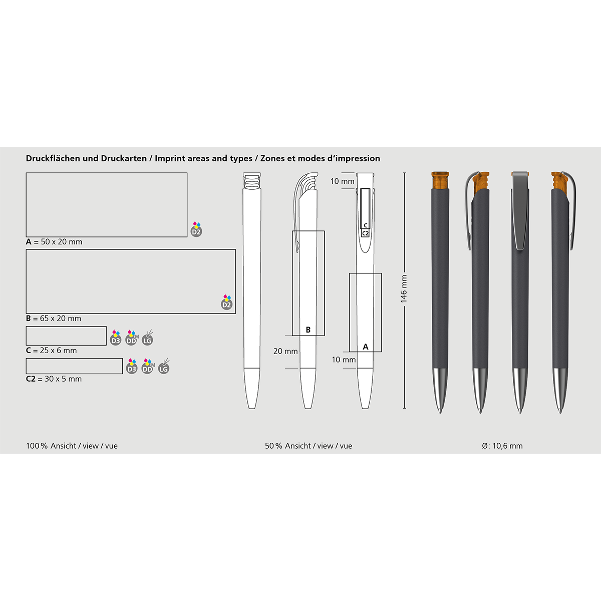 Druckkugelschreiber Jona softgrip/ice MMs - softgrip schwarz - dunkelblau ice-154