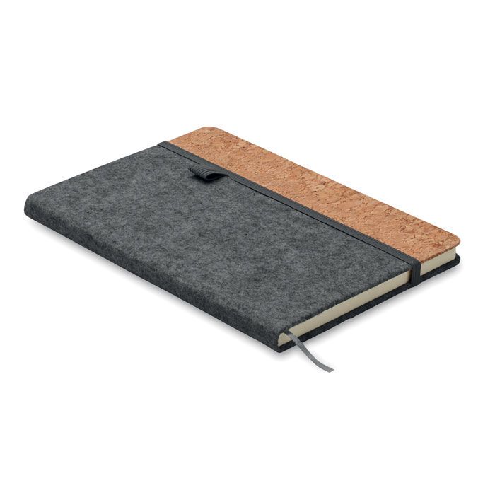 DIN A5 Notizbuch RPET-Filz CORKBOOK - steingrau-877