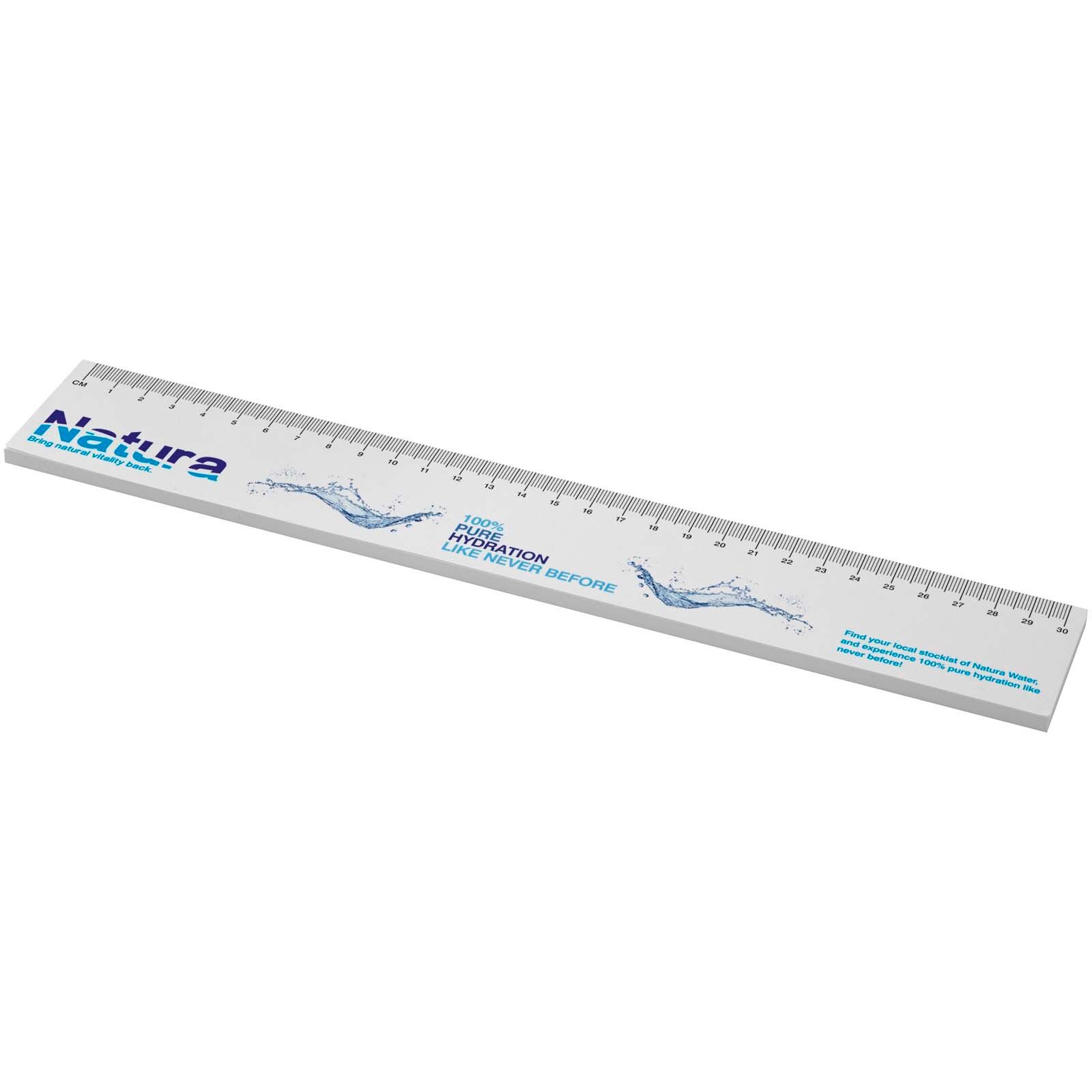 Sticky-Mate Haftnotizen mit gedrucktem 30 cm Lineal aus recyceltem Material - weiss-185
