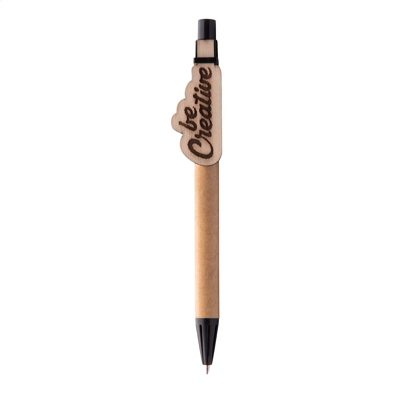 Kugelschreiber CreaClip Eco - schwarz - natur-180