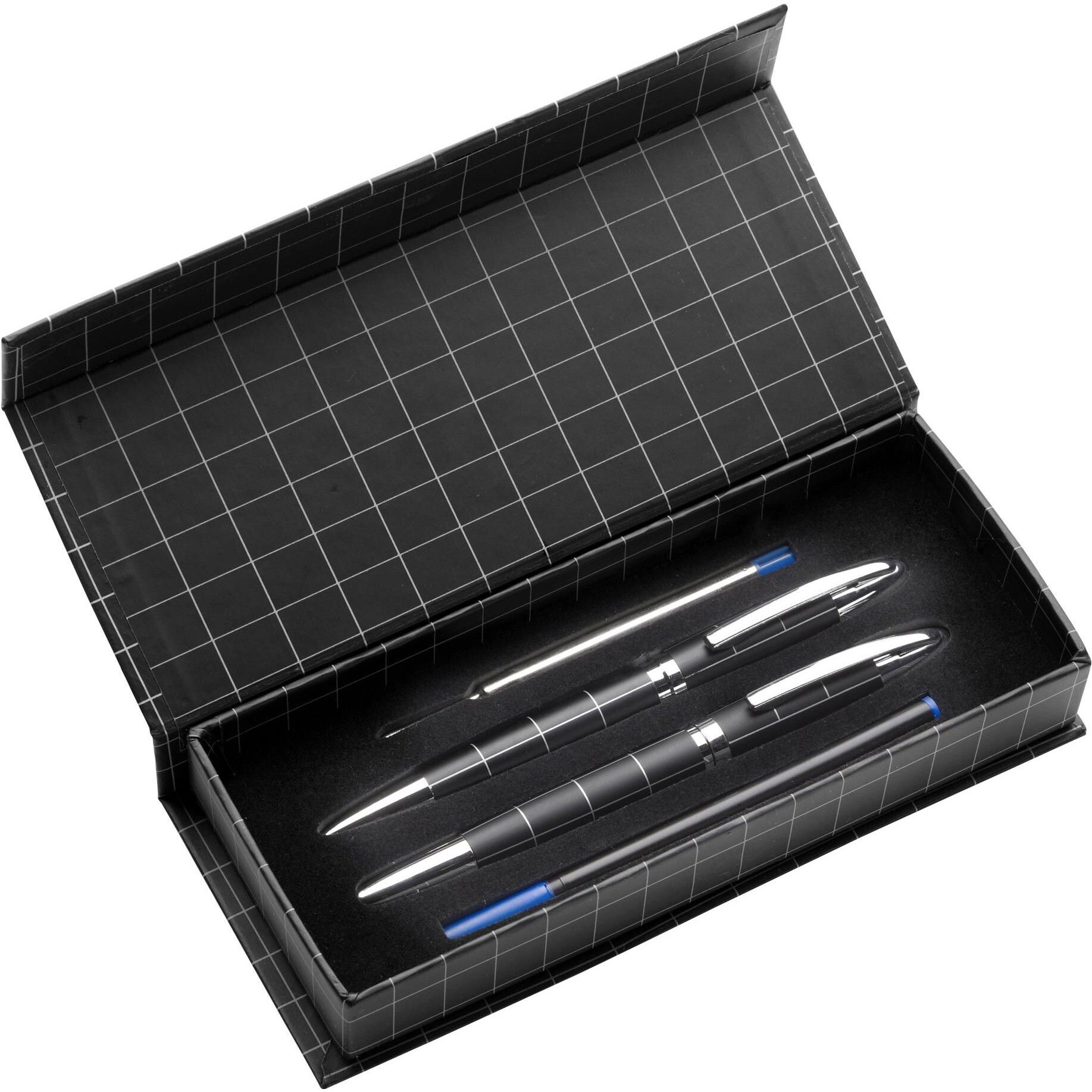 Schreibset aus Metall Daniel - schwarz - silber-455