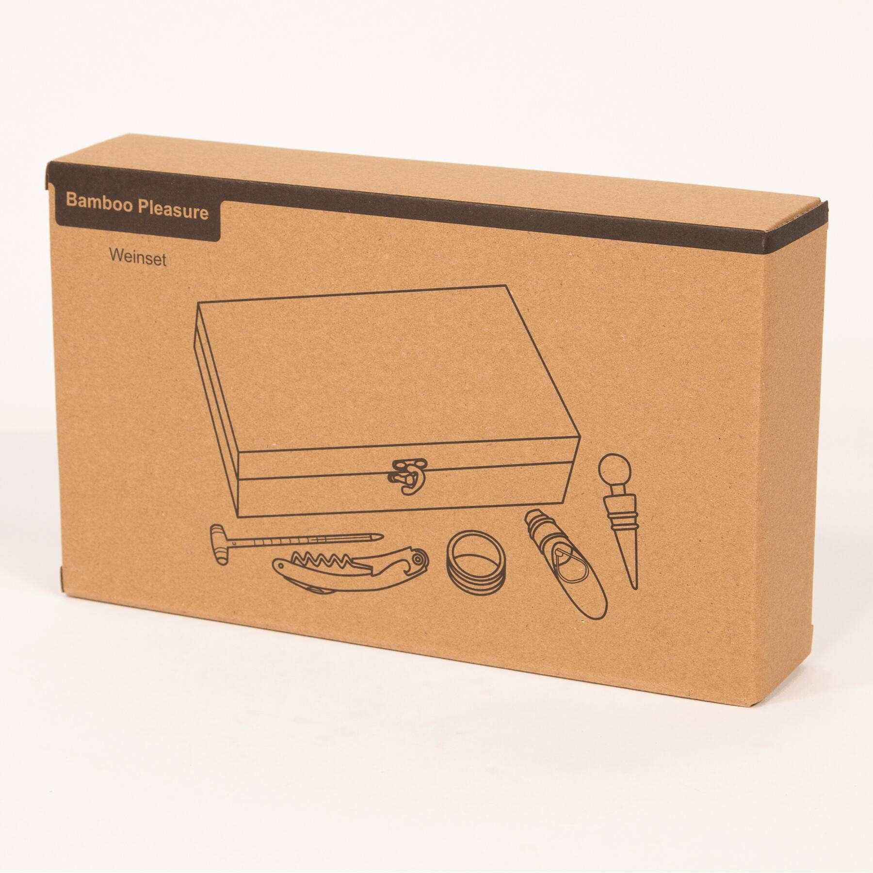 Weinset BAMBOO PLEASURE - braun - silber-840