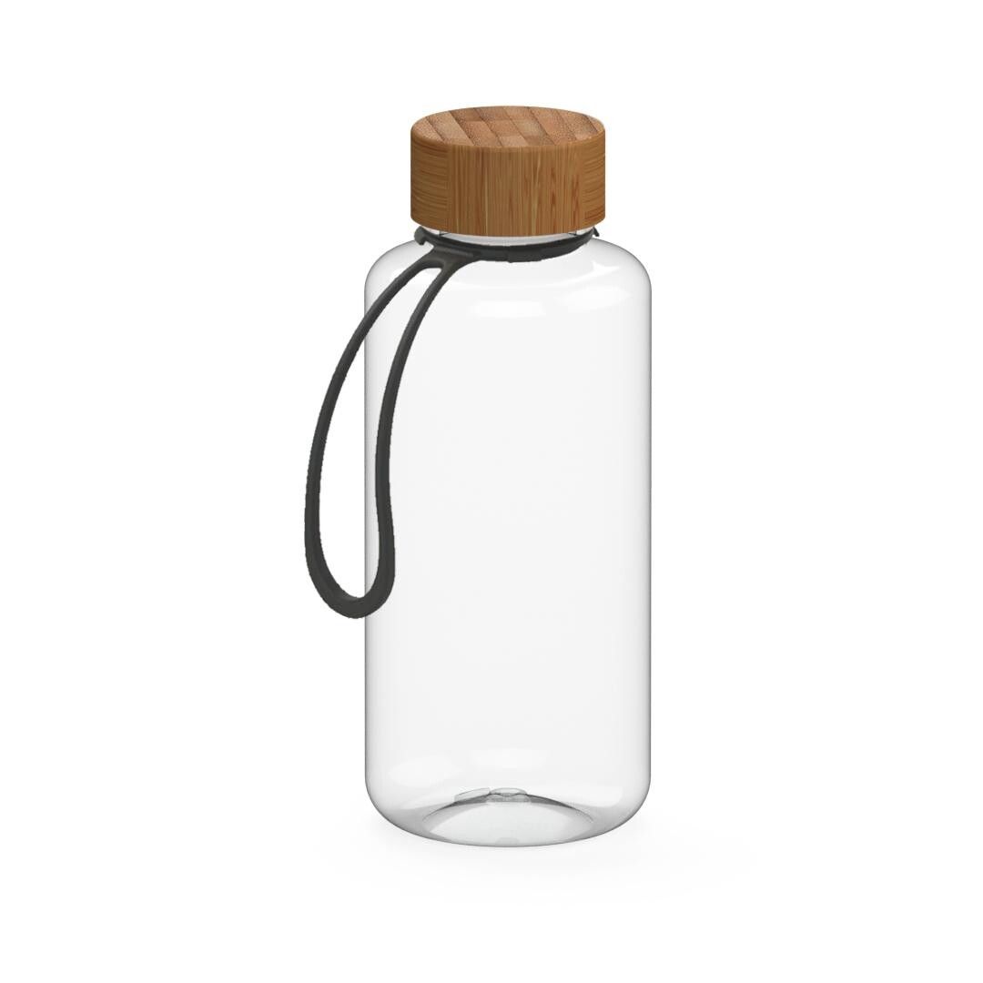 Trinkflasche Natural, 1,0 l, inkl. Strap - transparent - schwarz-637