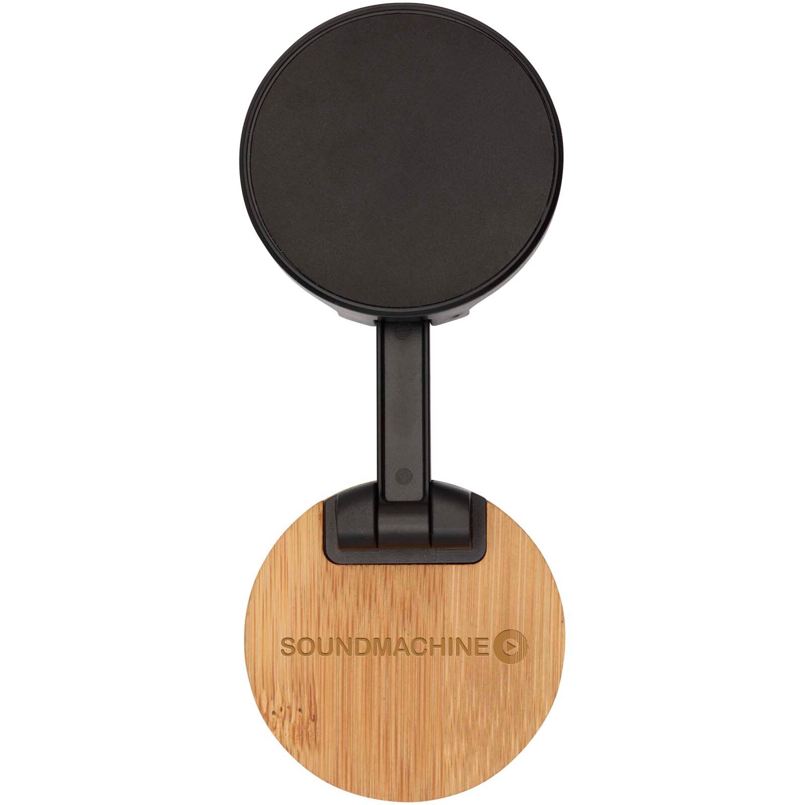 Alcor Klappbare magnetische Smartphonehalterung aus recyceltem Kunststoff mit Bambusdetails - schwarz-17