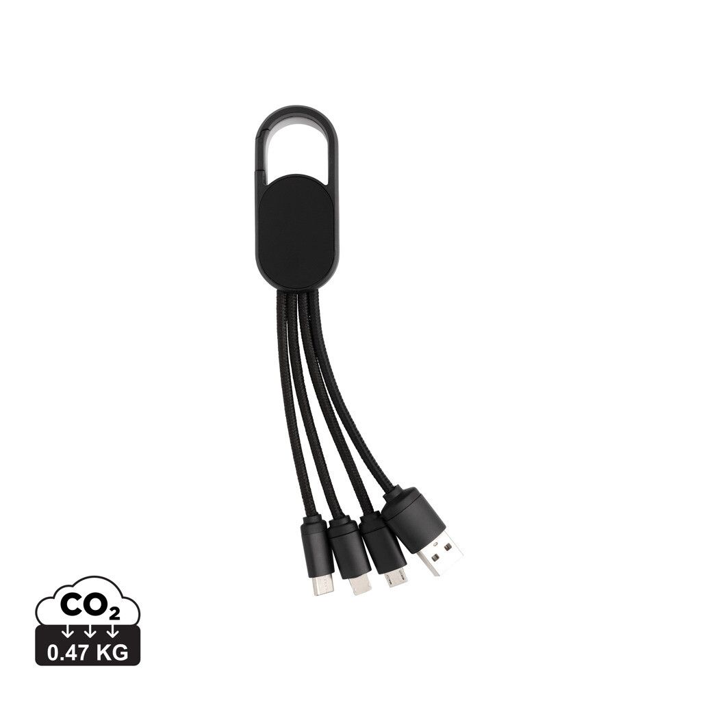 4-in-1 Kabel mit Karabiner-Clip - schwarz-574
