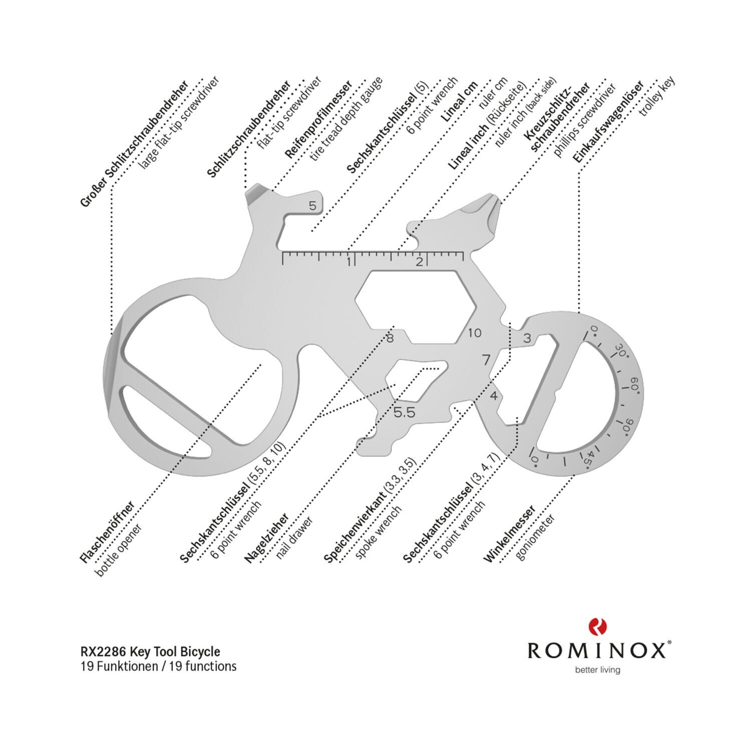 ROMINOX® Key Tool Bicycle - 19 functions (Fahrrad)-111