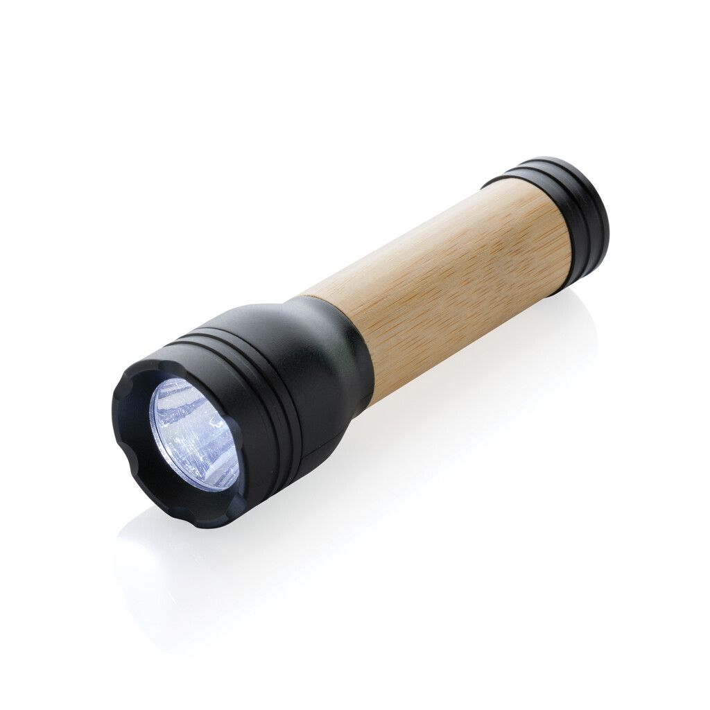 Lucid 1W Taschenlampe aus RCS recycelt. Kunststoff & Bambus - schwarz-589