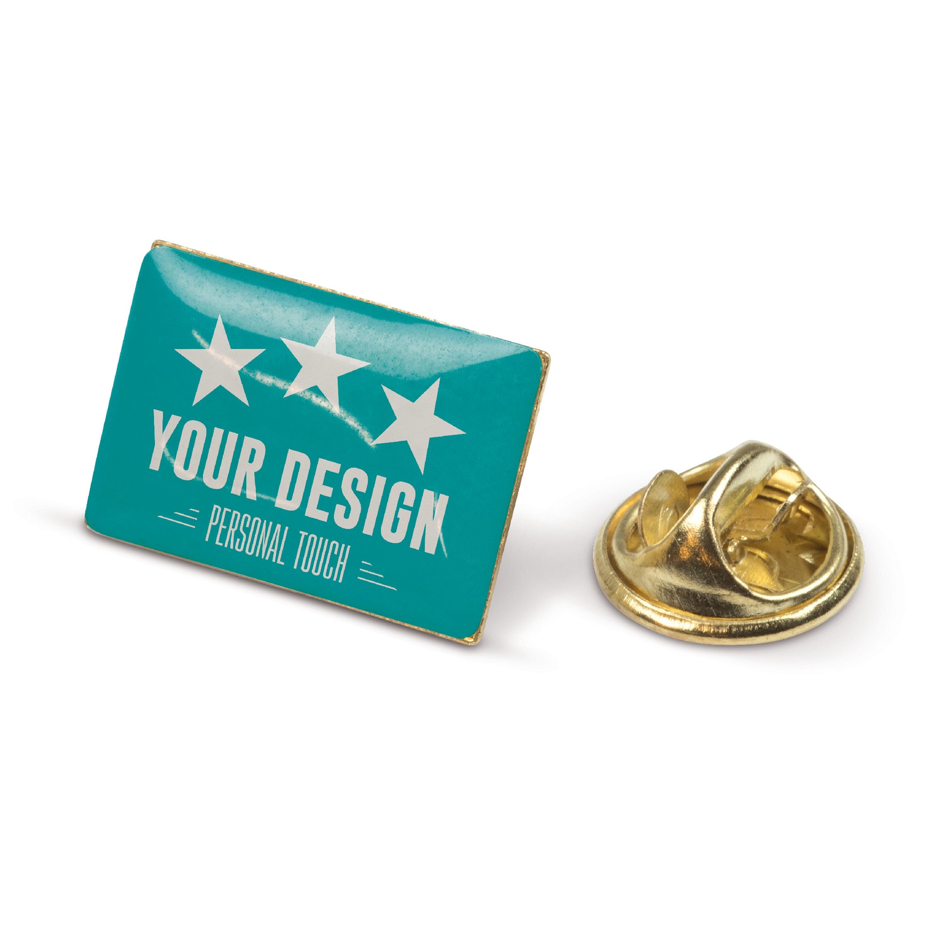 Metall Pin rechteckig 19x13mm - gold satin-738