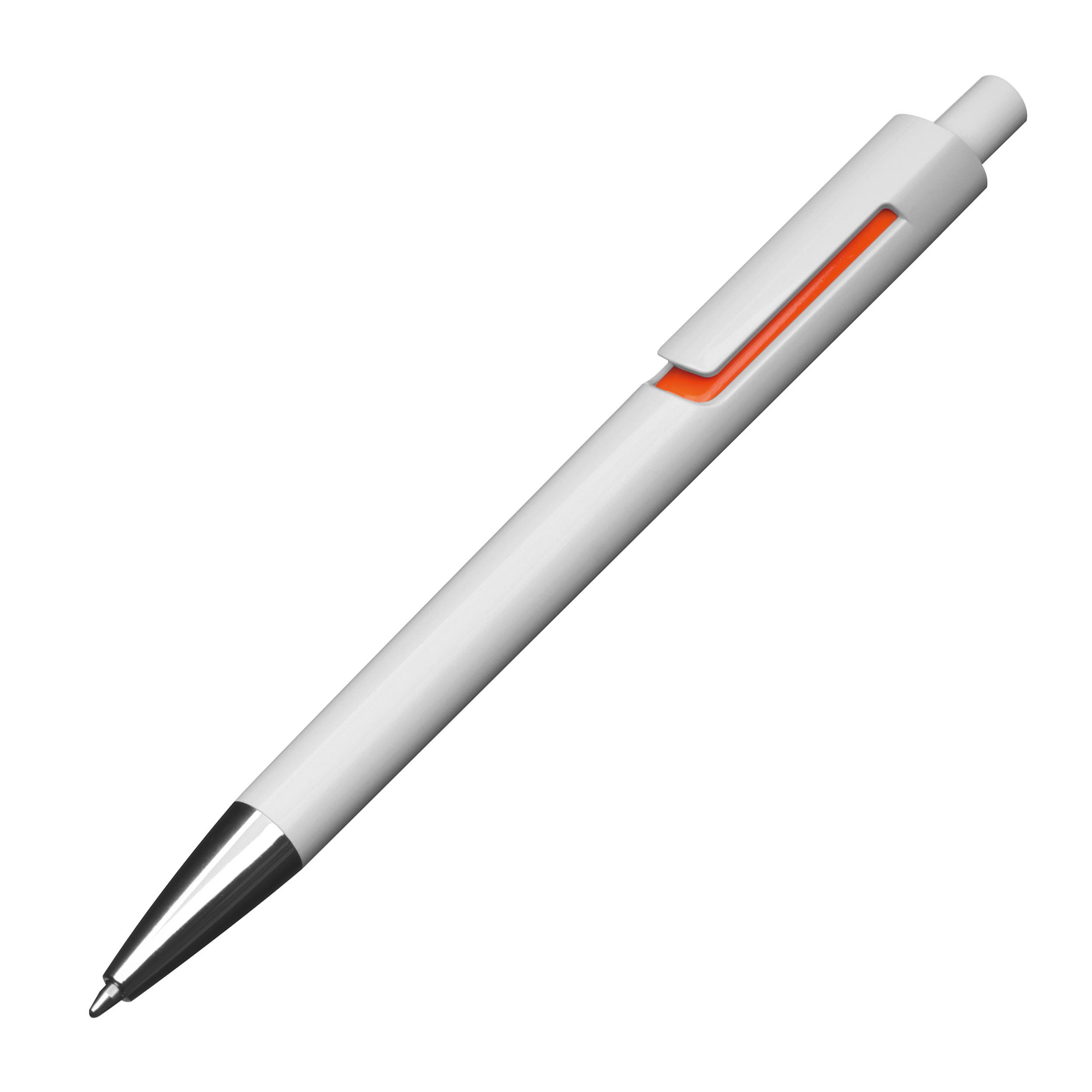 Weißer Kugelschreiber mit farbigen Applikationen  - orange-890