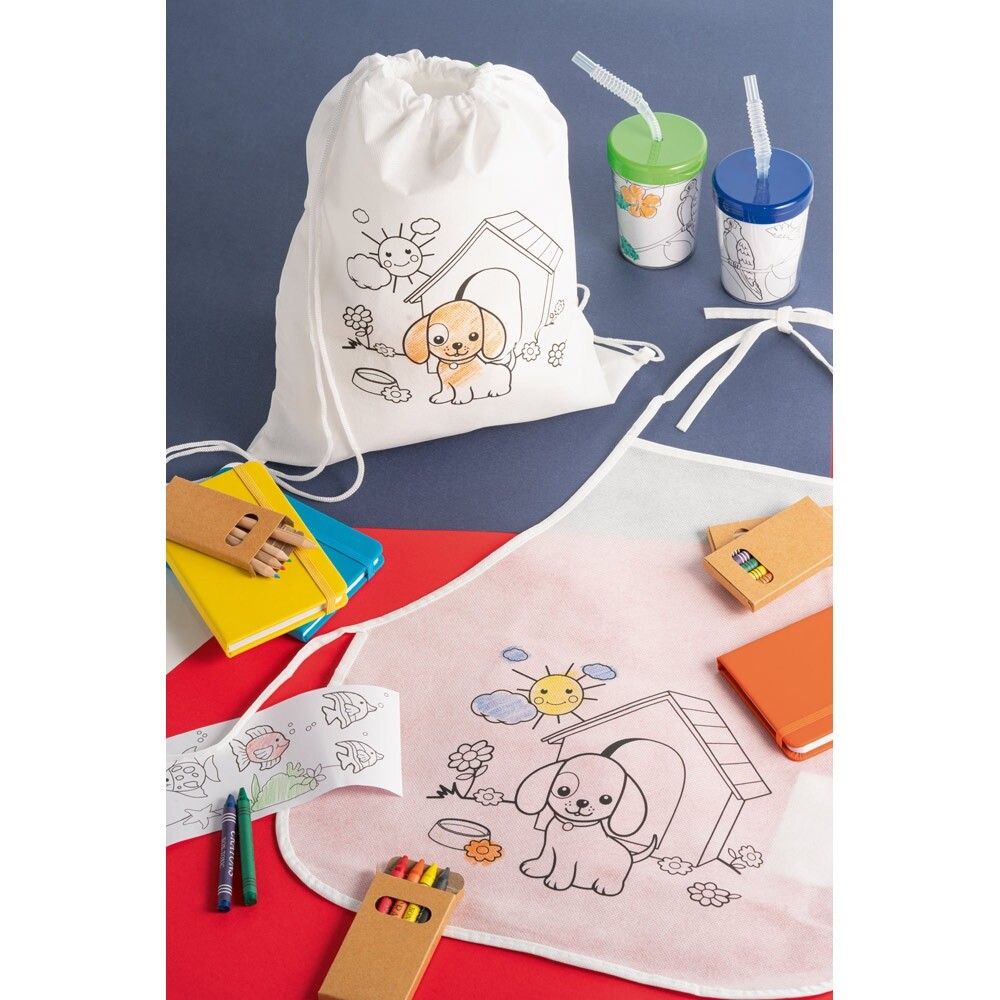 NILO Kinderschürze zum Ausmalen aus Vliesstoff (80 g/m²) - weiß-592