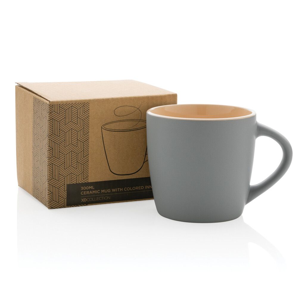 Keramiktasse innen coloriert, 300ml - braun-77