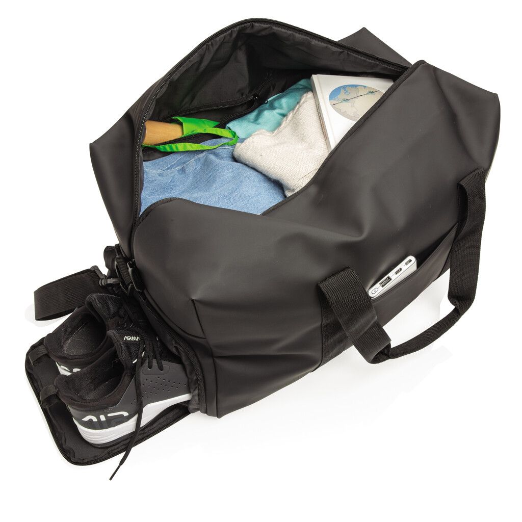 Schicke PU Wochenendtasche - schwarz-532