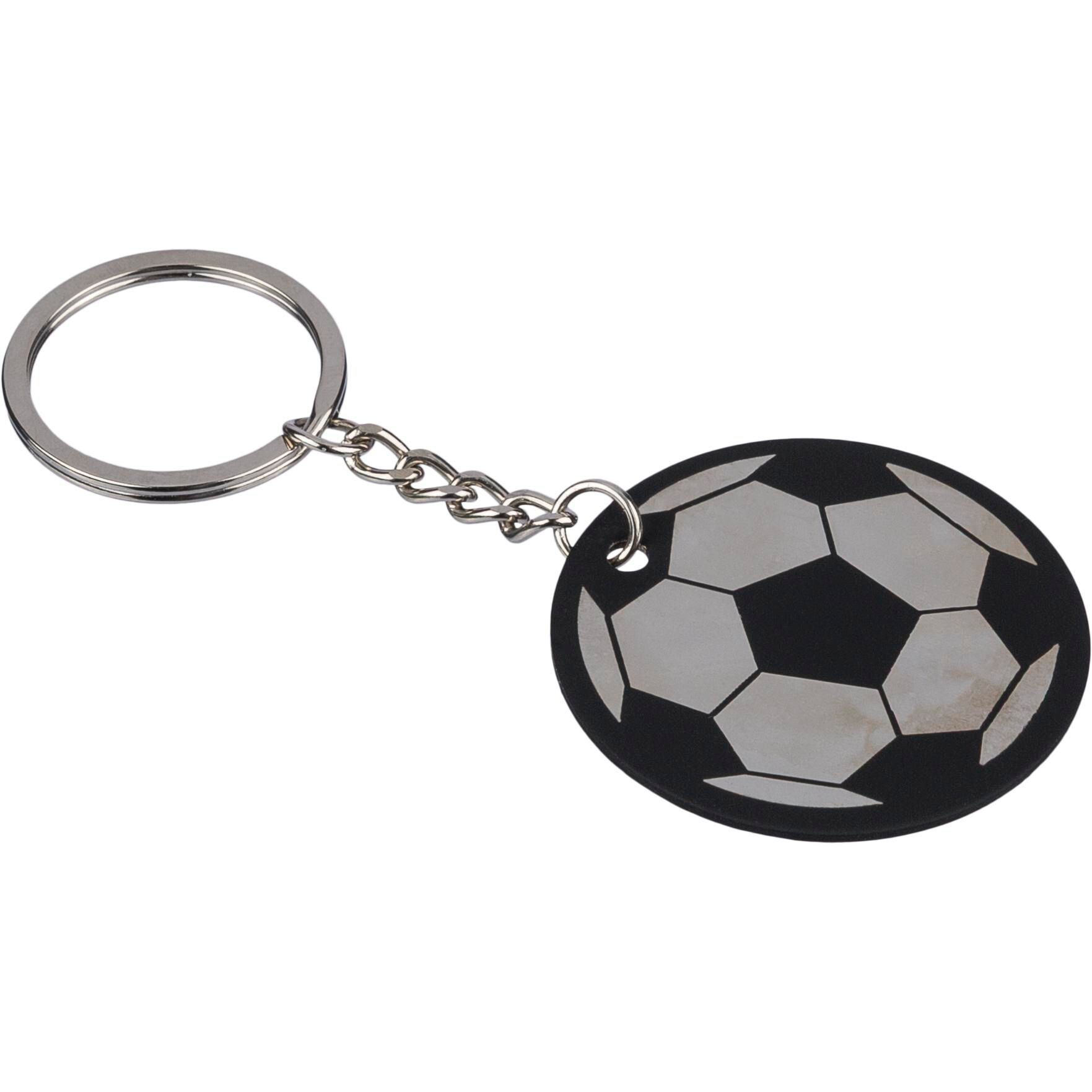 Schlüsselanhänger in Form eines Fußballs aus recyceltem Edelstahl von Ciro - schwarz-928