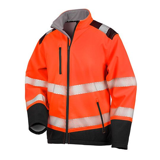 Printable Ripstop Safety Softshell Jacket - fluorescent orange - black-737