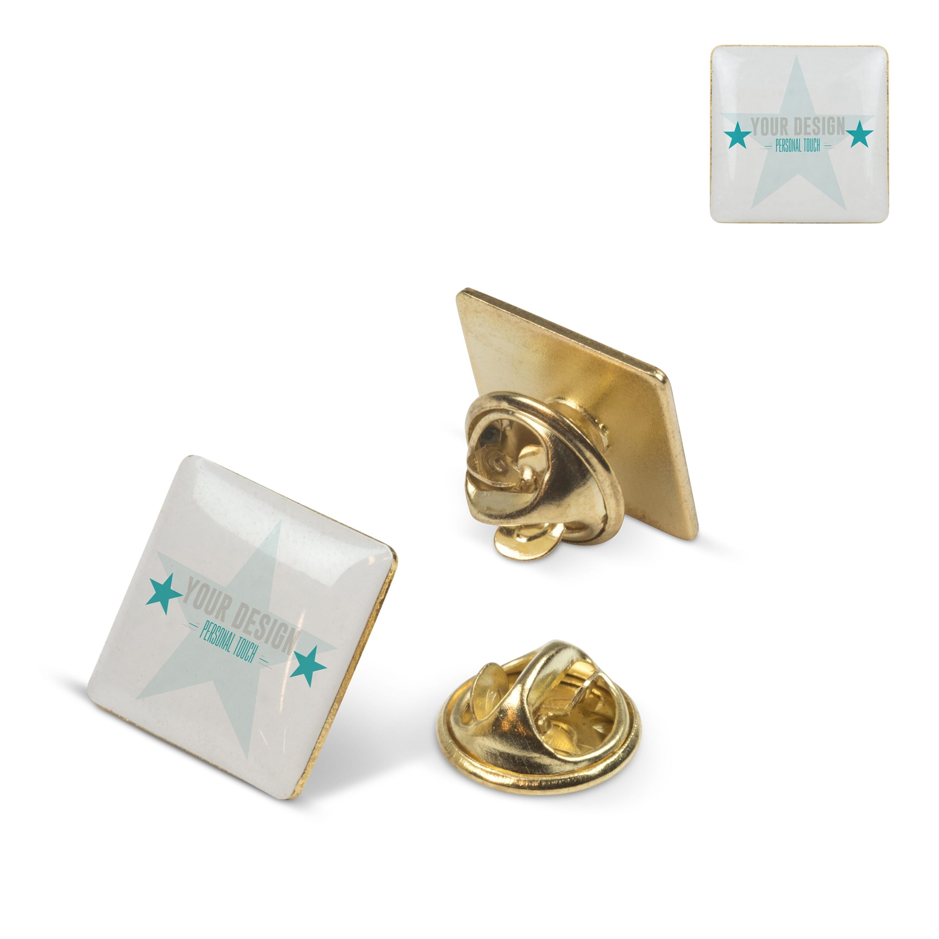 Metall Pin, quadratisch 15x15mm - gold satin-330