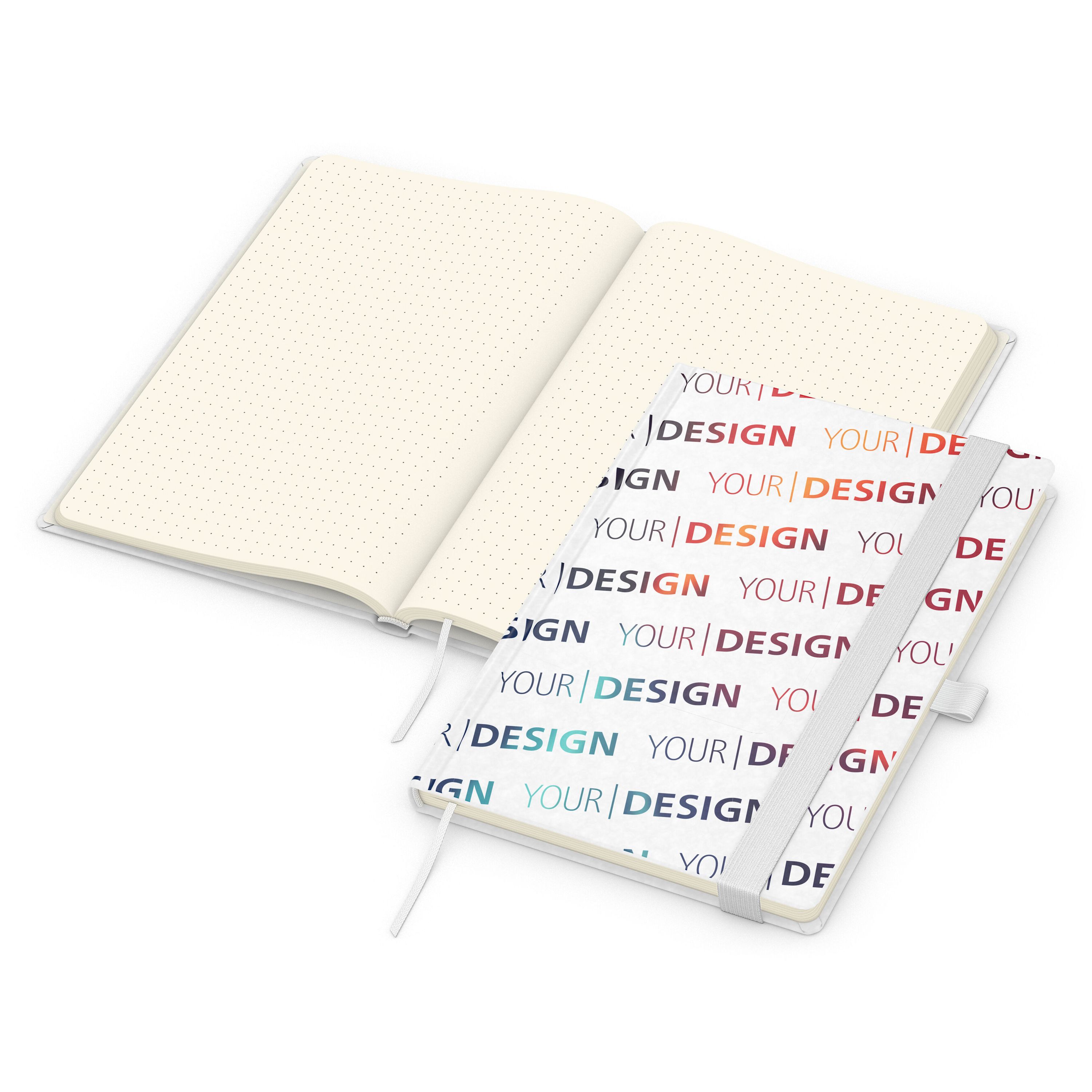 Notizbuch Match-Book, A5, Creme, Punktraster, weiß-individuell, weiß-431