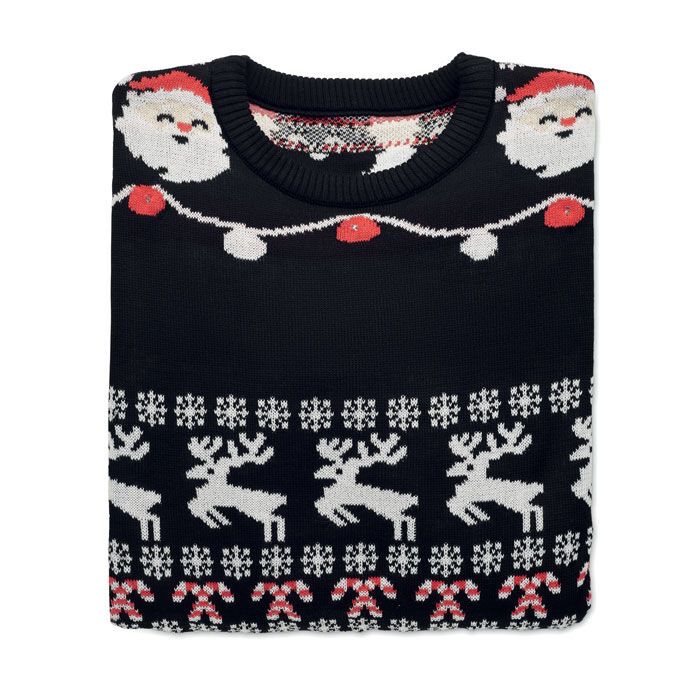 Weihnachts-LED-Pullover L/XL SHAMIS LARGE - schwarz-445