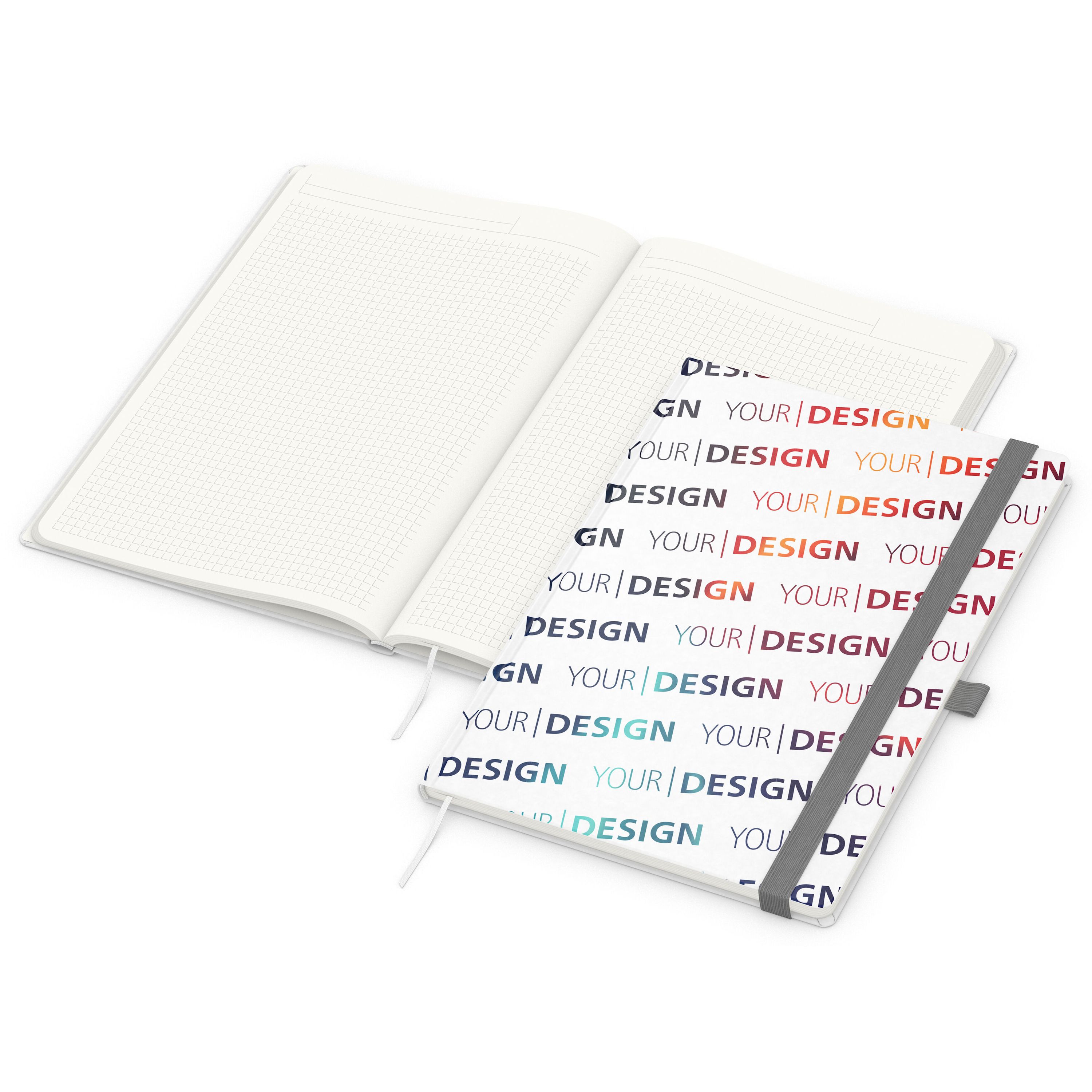 Notizbuch Match-Book RECYCLING, A4, Winkelkaro, Naturpapier, silbergrau-953