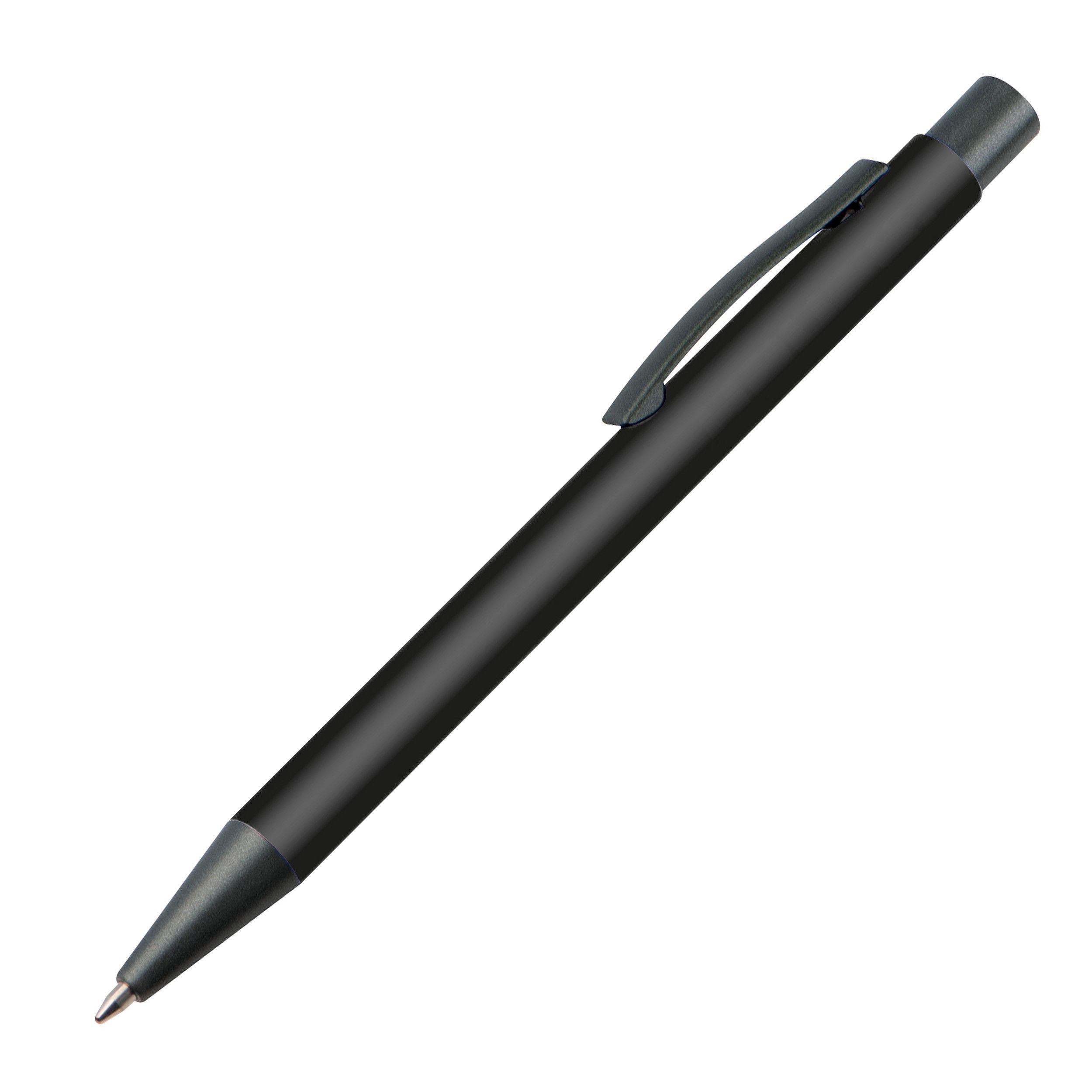 Matter Kugelschreiber mit Metallclip  - schwarz-137