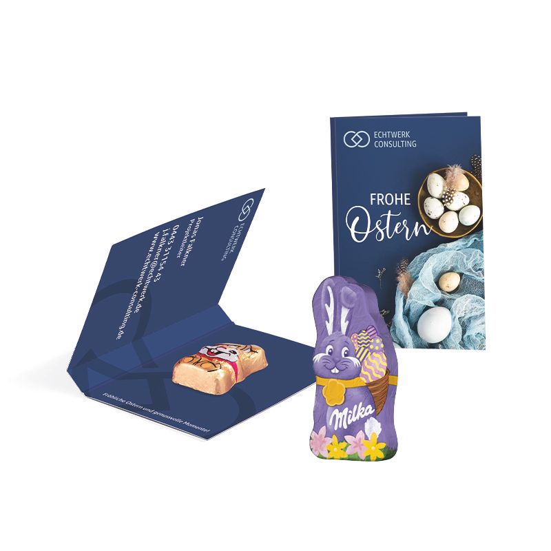 Werbekarte Visitenkartenformat, Riegelein Schokoladen Mini-Osterhase-739