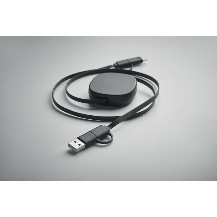 Einziehbares Ladekabel 60W LINEA - schwarz-921