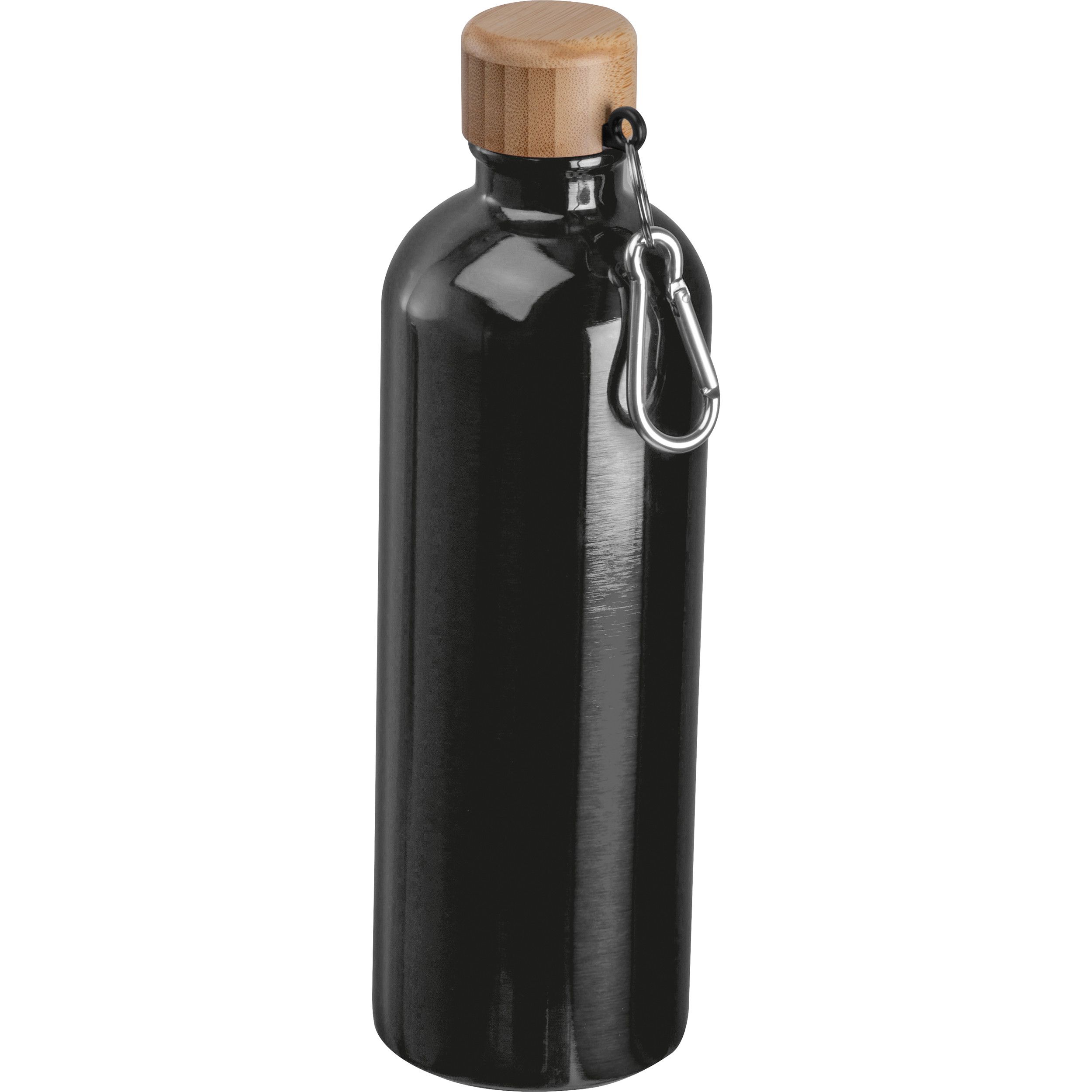 Edelstahltrinkflasche mit Karabiner, 750ml - schwarz-395