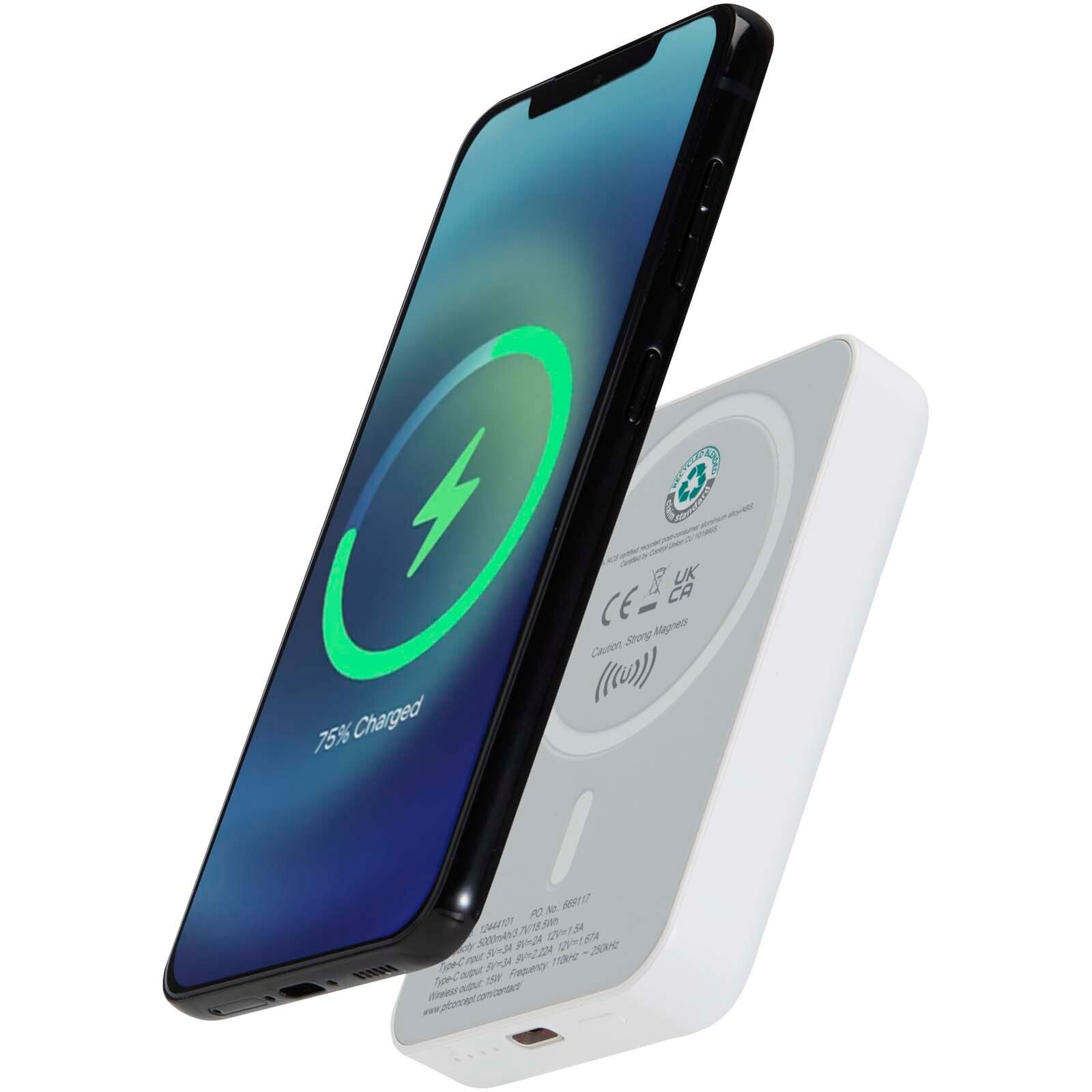 Acrab 15 W 5.000 mAh magnetische kabellose Powerbank mit 20 W PD aus recyceltem Kunststoff - weiss-843