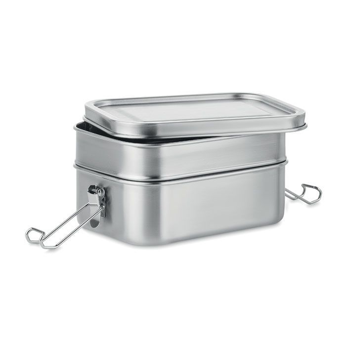 Lunchbox aus Edelstahl DOUBLE CHAN - mattsilber-105