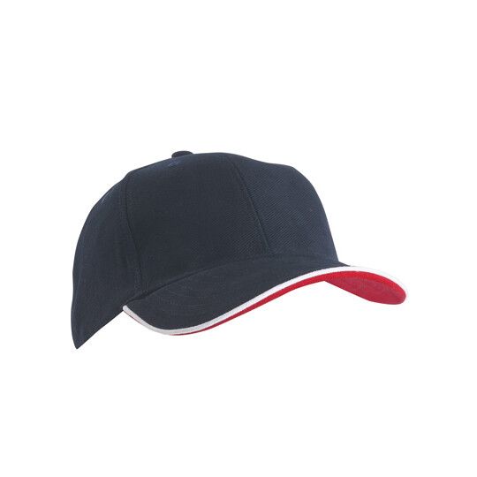 6 Panel Double Sandwich Cap - navy - white - red-804