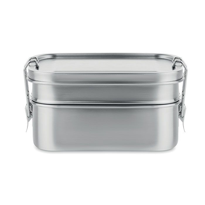 Lunchbox aus Edelstahl DOUBLE CHAN - mattsilber-18
