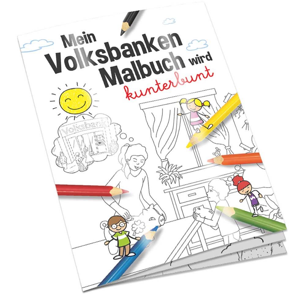Malbuch / Mal-Set A6 - Volksbanken - Malset mit 2-c Logoeindruck-837