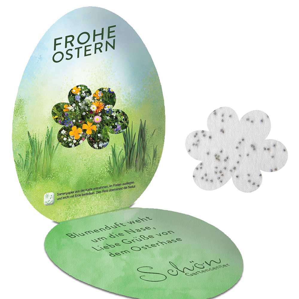 Samenpapier in Klappkärtchen Ei - Blümchen-903