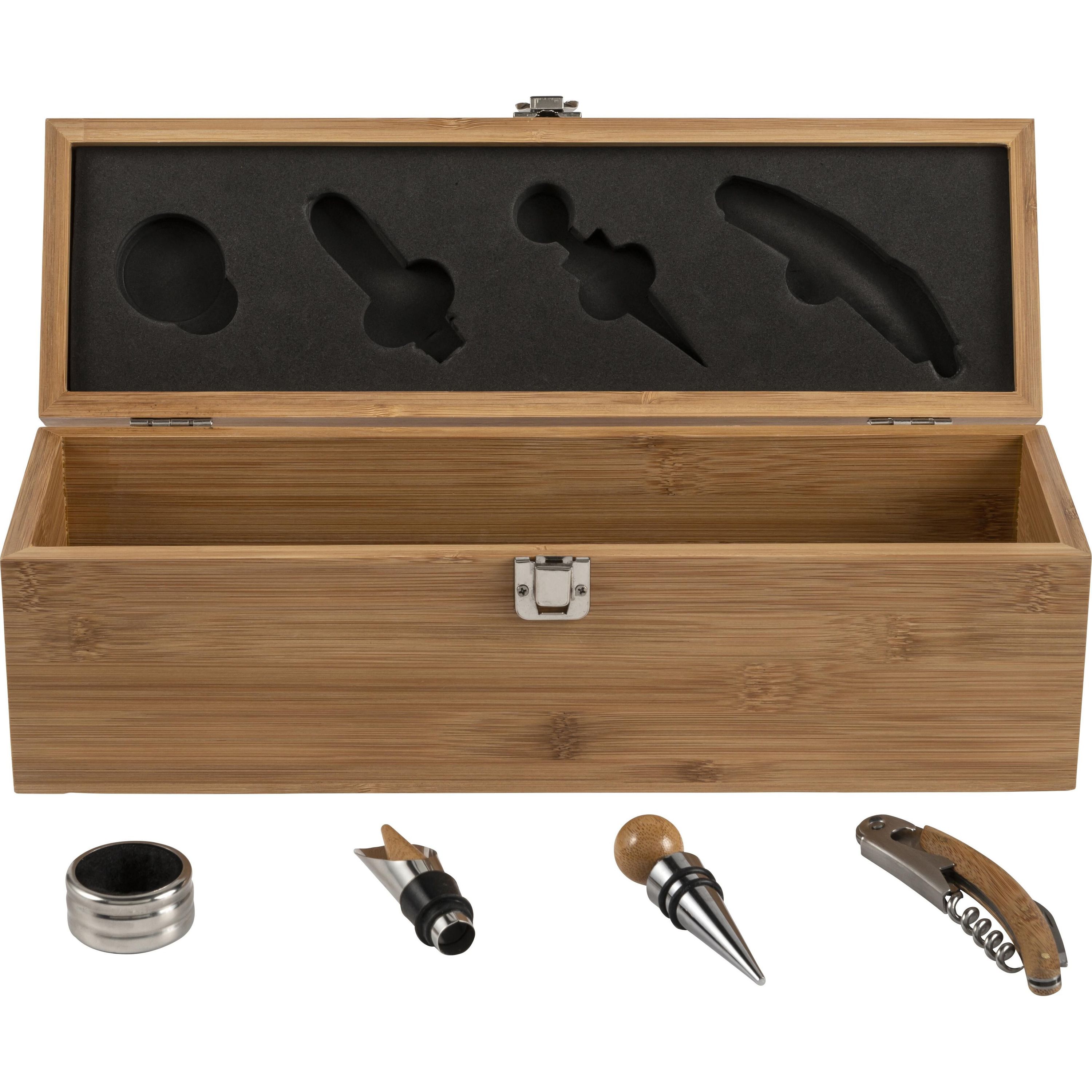 Weinset und Geschenkbox aus Bambus Gareth - braun-639