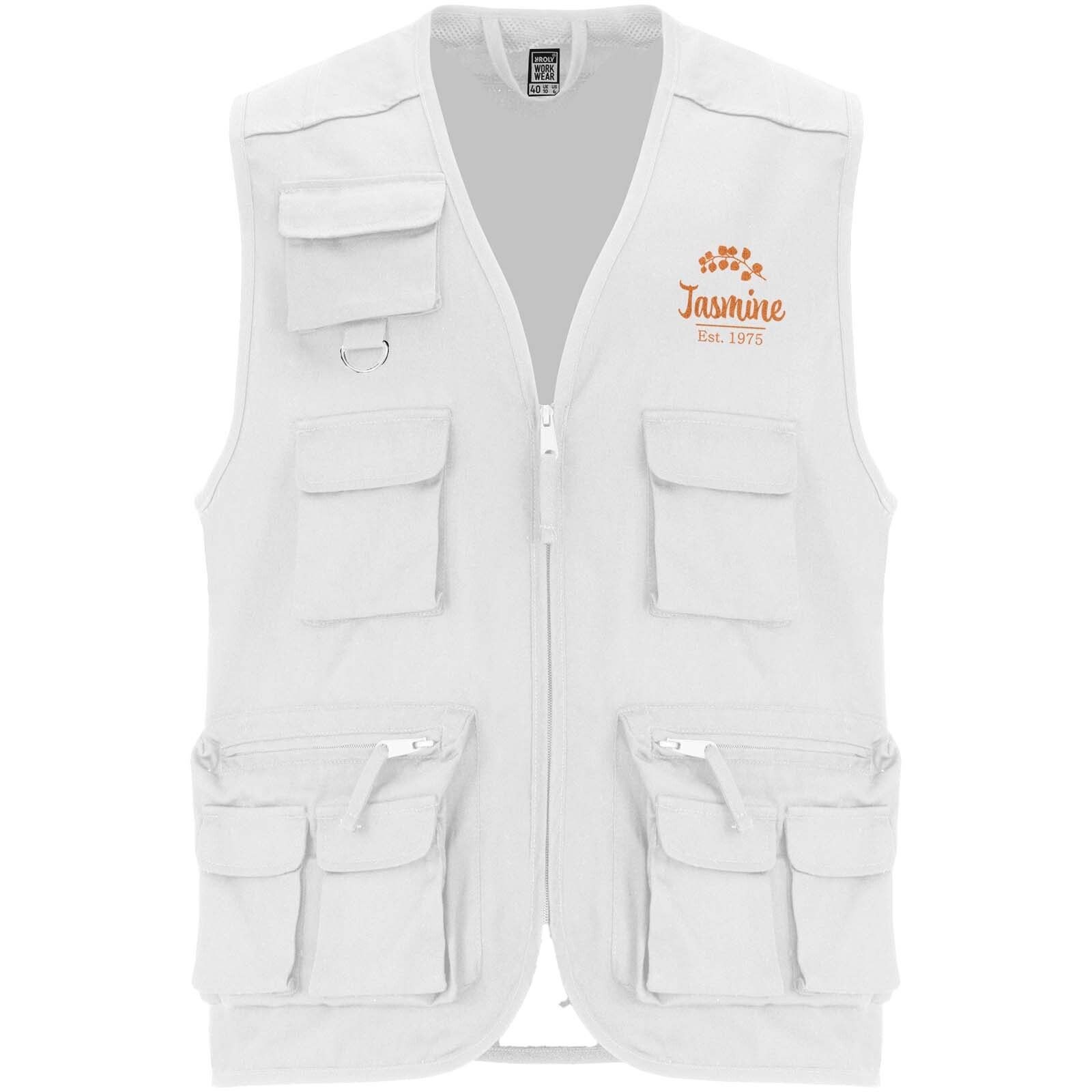 Venera Arbeitsweste mit V-Ausschnitt und mehreren Taschen, 200 g/m2  - weiss-164