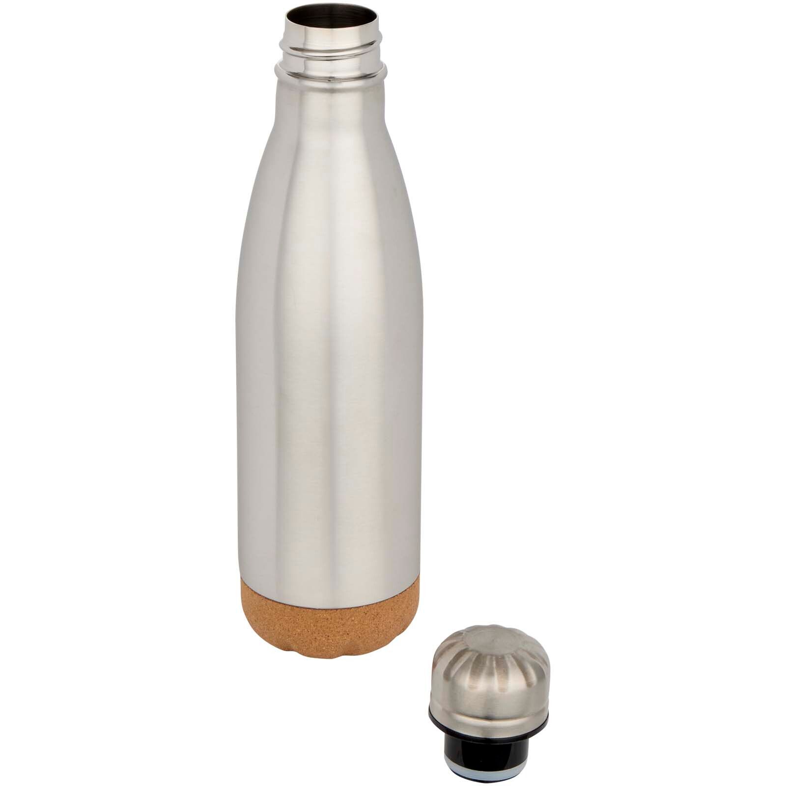 Cove 500 ml doppelwandige, vakuumisolierte Trinkflasche aus Edelstahl mit Korkdetails - mattsilber-539